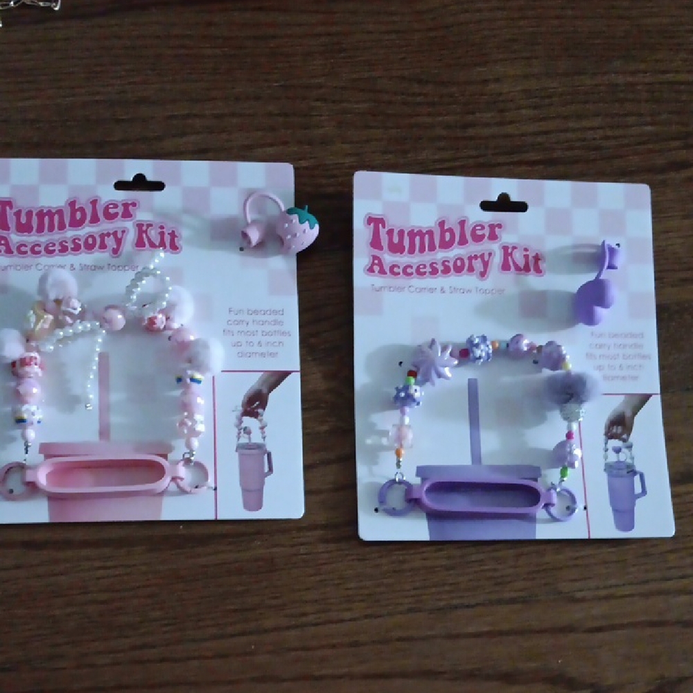 Tumbler Accessory Kit with Choice Of  Pink Or Purple Charms NWT